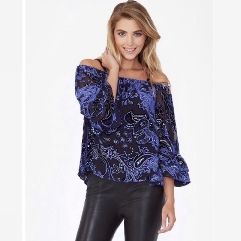 Parker pyper off the shoulder velvet blouse